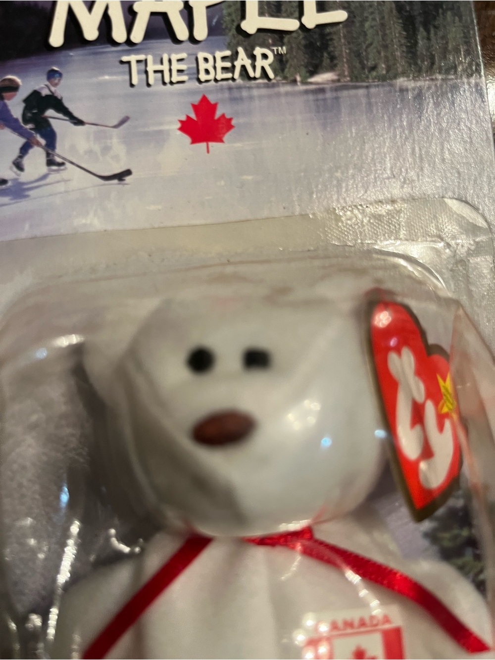 Ty White Maple the Bear Plush with Red Accents - Picture 2 of 5